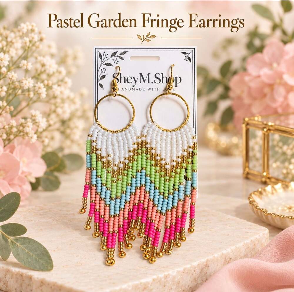 Handmade Pastel Garden Fringe Earrings